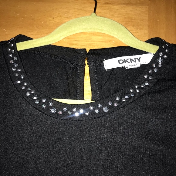 DKNY  Black Long Sleeve Top with Studs Girl Med - Picture 2 of 9